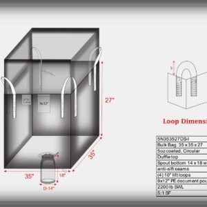 Bulk Bag: 35x35x27, Duffle Top/Spout Bottom, Uncoated Fabric
