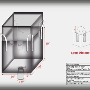 Bulk Bag 35x35x35, Duffle Top/Spout Bottom, Uncoated Fabric
